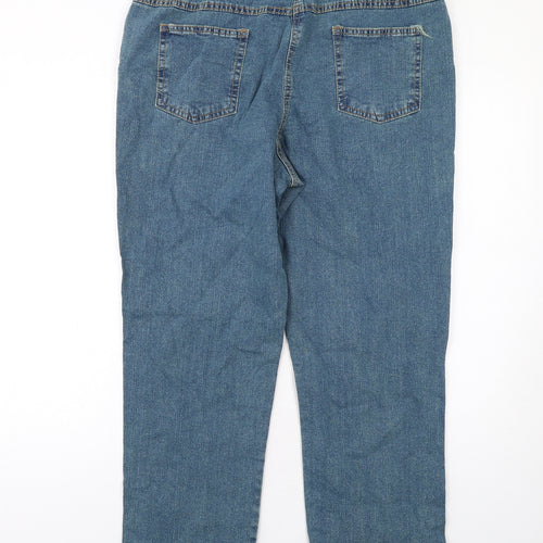 Being Casual Womens Blue Cotton Straight Jeans Size 16 L27 in Regular Zip