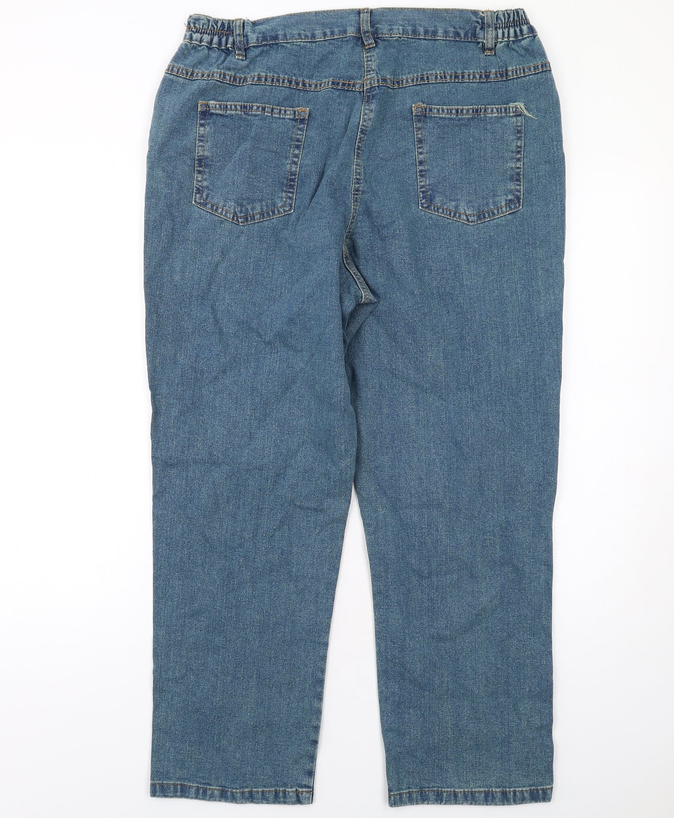Being Casual Womens Blue Cotton Straight Jeans Size 16 L27 in Regular Zip