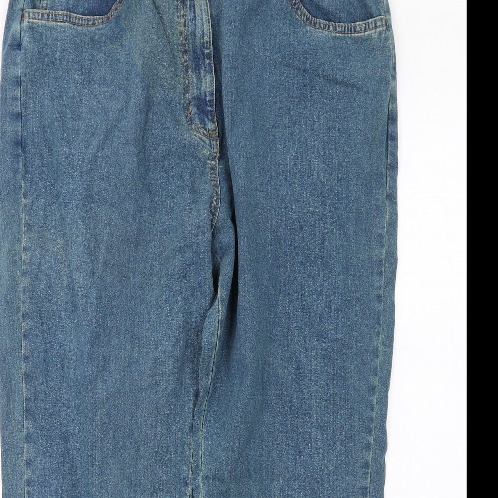 Being Casual Womens Blue Cotton Straight Jeans Size 16 L27 in Regular Zip