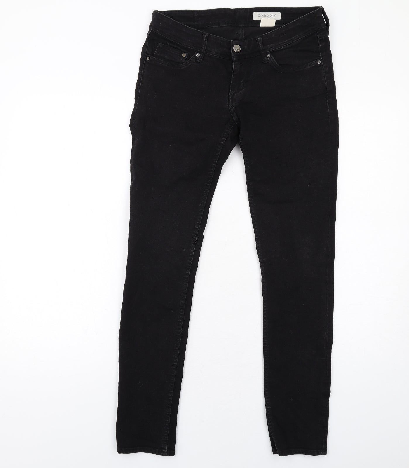 H&M Womens Black Cotton Skinny Jeans Size 8 L20 in Regular Zip