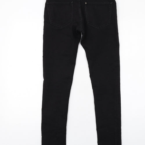 H&M Womens Black Cotton Skinny Jeans Size 8 L20 in Regular Zip