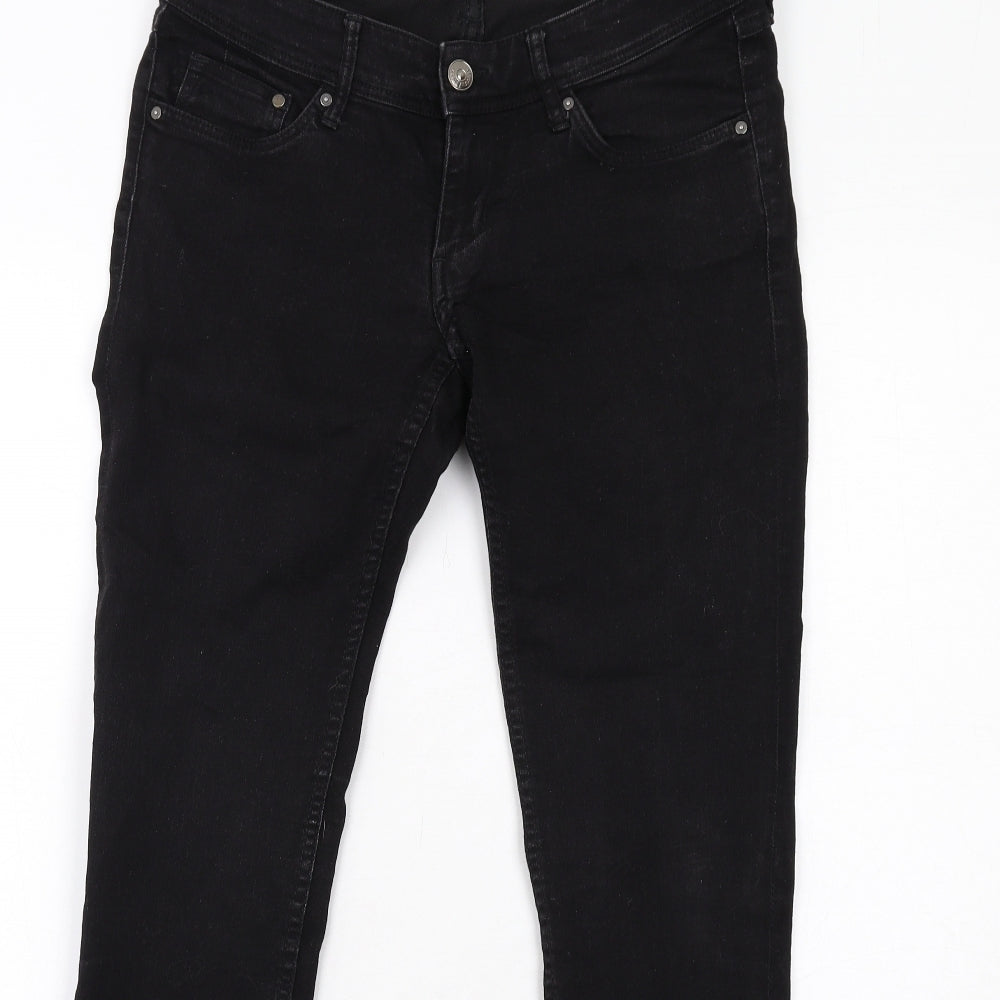 H&M Womens Black Cotton Skinny Jeans Size 8 L20 in Regular Zip