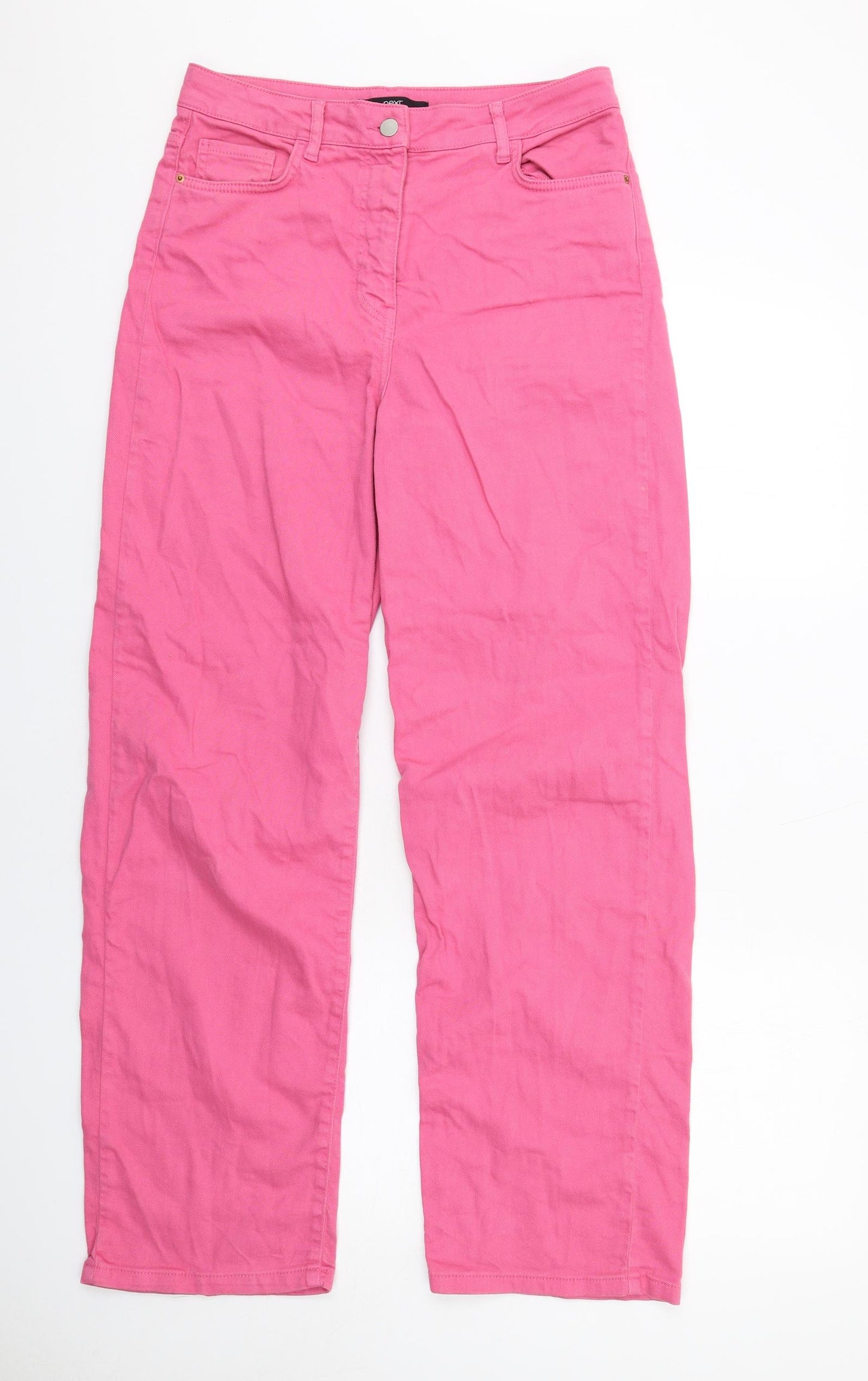 NEXT Womens Pink Cotton Straight Jeans Size 10 L31 in Regular Zip