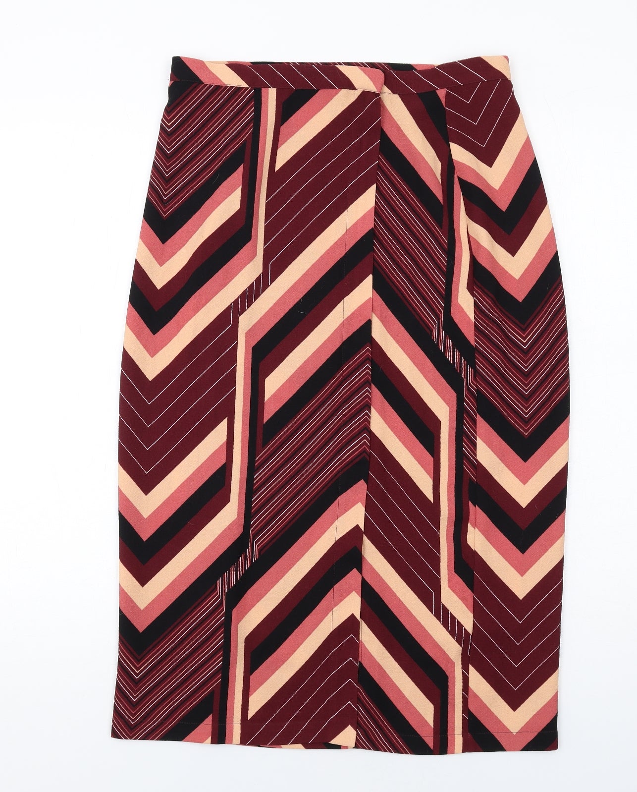 Topshop Womens Multicoloured Geometric Polyester Straight & Pencil Skirt Size 10 Zip