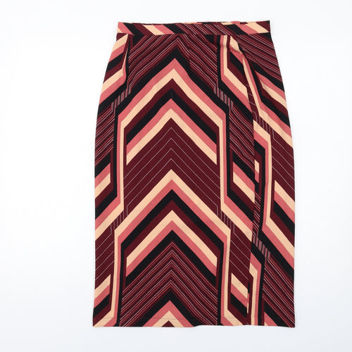 Topshop Womens Multicoloured Geometric Polyester Straight & Pencil Skirt Size 10 Zip