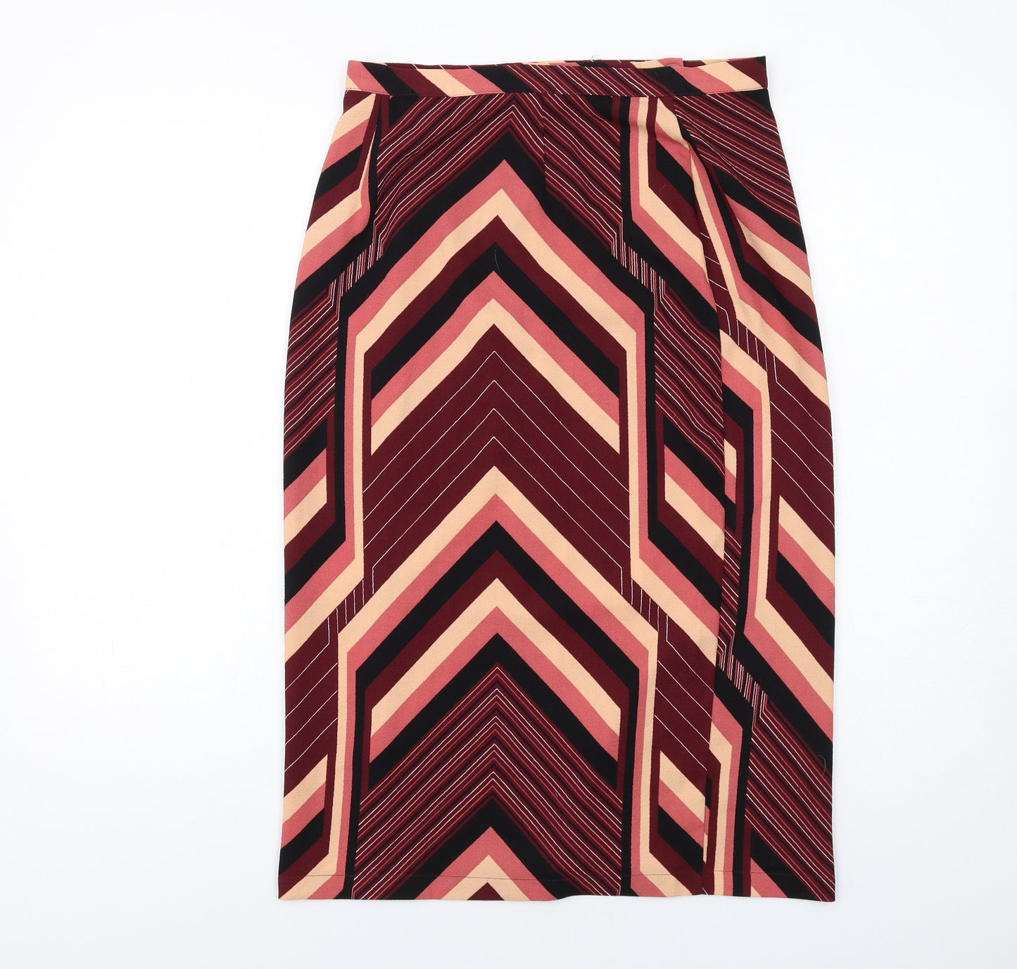 Topshop Womens Multicoloured Geometric Polyester Straight & Pencil Skirt Size 10 Zip