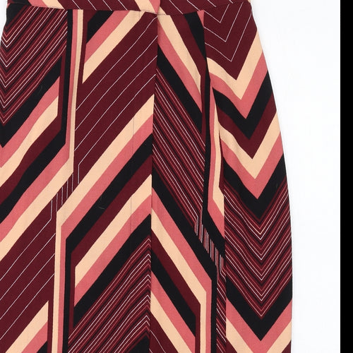 Topshop Womens Multicoloured Geometric Polyester Straight & Pencil Skirt Size 10 Zip
