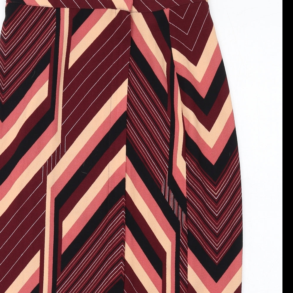 Topshop Womens Multicoloured Geometric Polyester Straight & Pencil Skirt Size 10 Zip