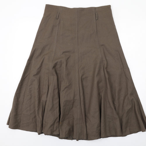 Jacques Vert Womens Brown Wool Swing Skirt Size 10 Zip