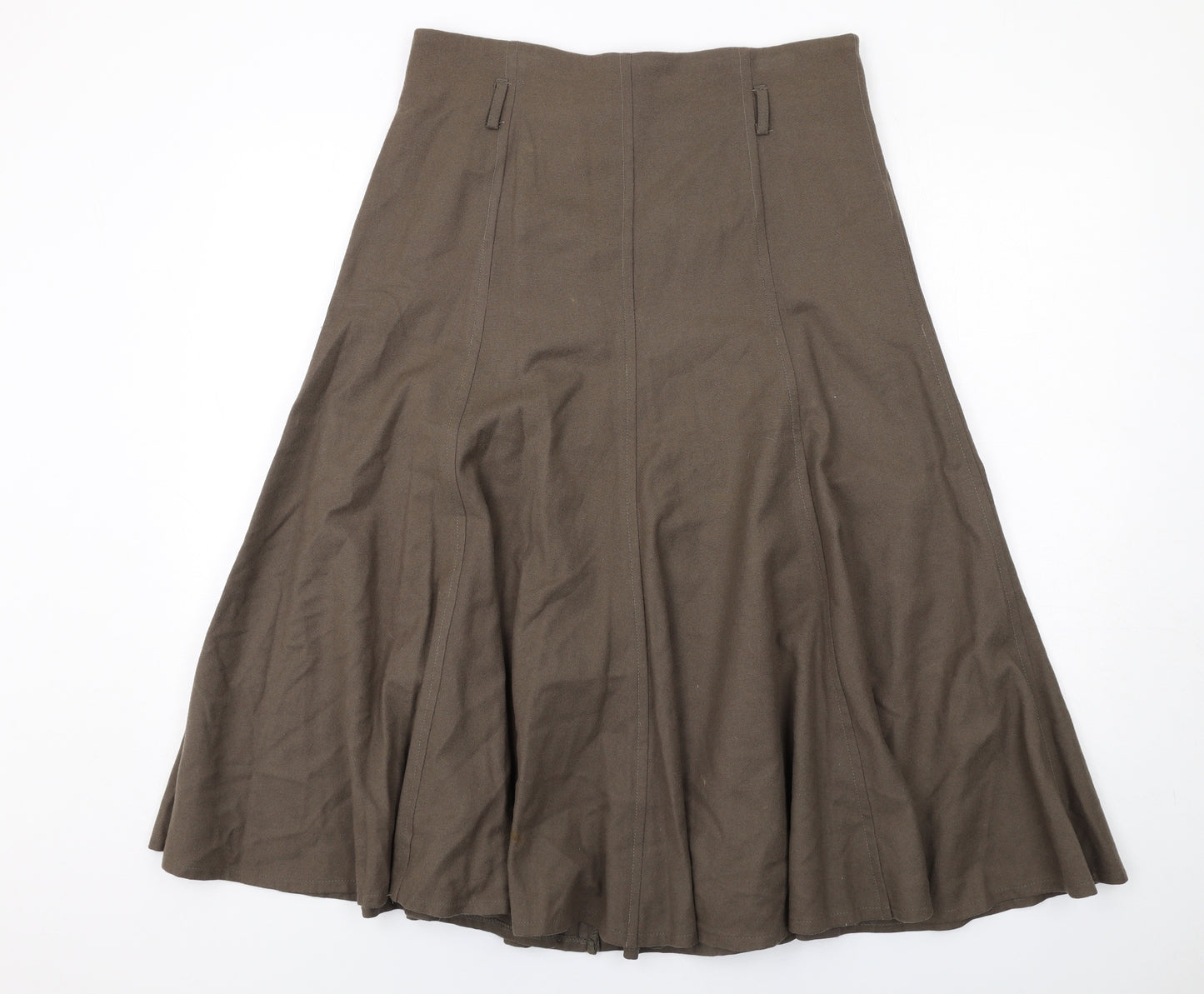 Jacques Vert Womens Brown Wool Swing Skirt Size 10 Zip