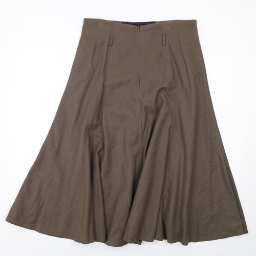 Jacques Vert Womens Brown Wool Swing Skirt Size 10 Zip