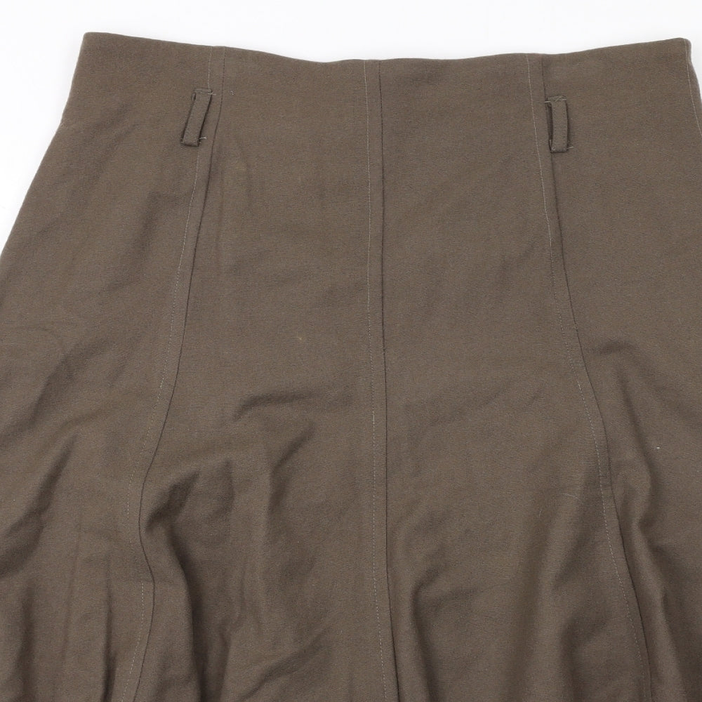 Jacques Vert Womens Brown Wool Swing Skirt Size 10 Zip