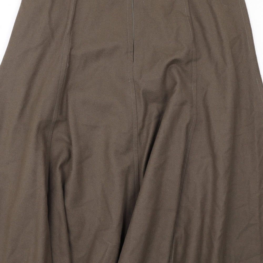 Jacques Vert Womens Brown Wool Swing Skirt Size 10 Zip