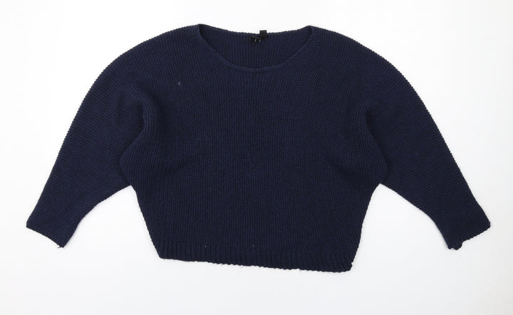 Izabel London Womens Blue Round Neck Acrylic Pullover Jumper Size 8