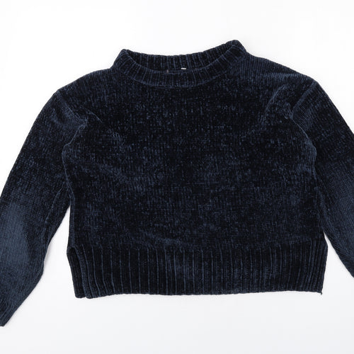 Marks and Spencer Womens Blue Round Neck Polyester Pullover Jumper Size S