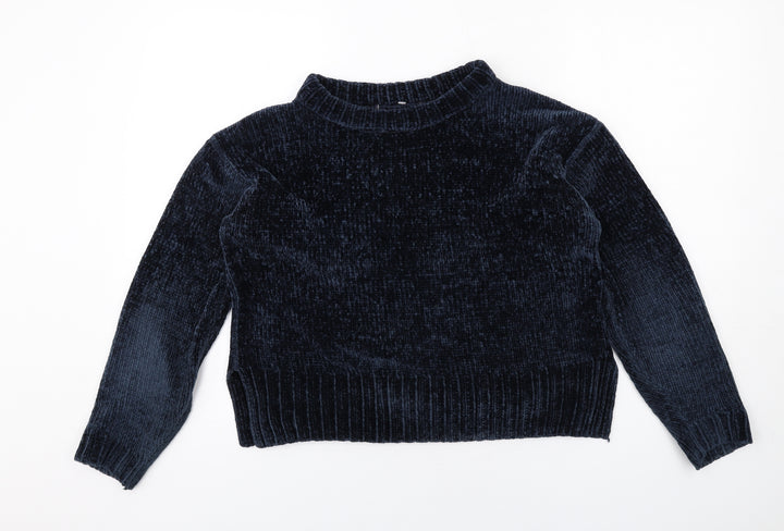 Marks and Spencer Womens Blue Round Neck Polyester Pullover Jumper Size S