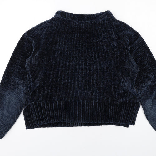 Marks and Spencer Womens Blue Round Neck Polyester Pullover Jumper Size S