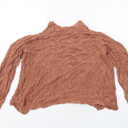 Boohoo Womens Orange High Neck Acrylic Pullover Jumper Size M