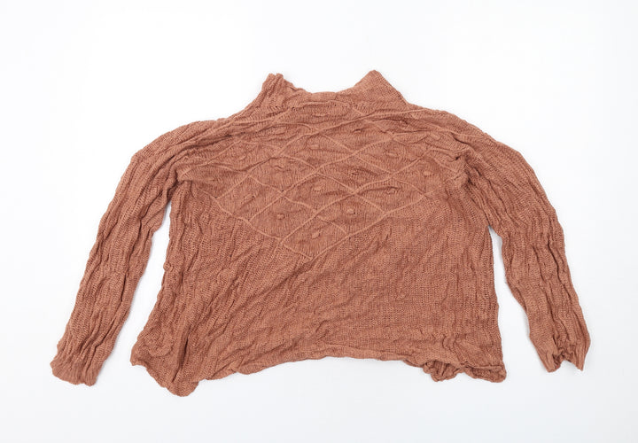 Boohoo Womens Orange High Neck Acrylic Pullover Jumper Size M