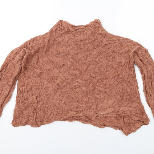 Boohoo Womens Orange High Neck Acrylic Pullover Jumper Size M