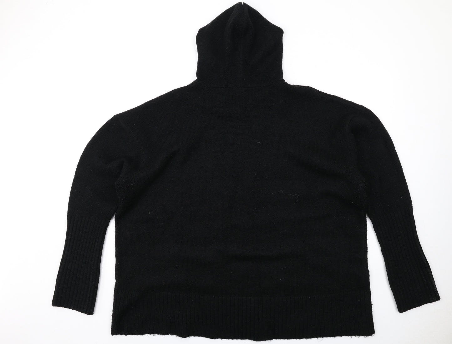 Capsule Womens Black Herringbone Acrylic Pullover Hoodie Size 24 Pullover