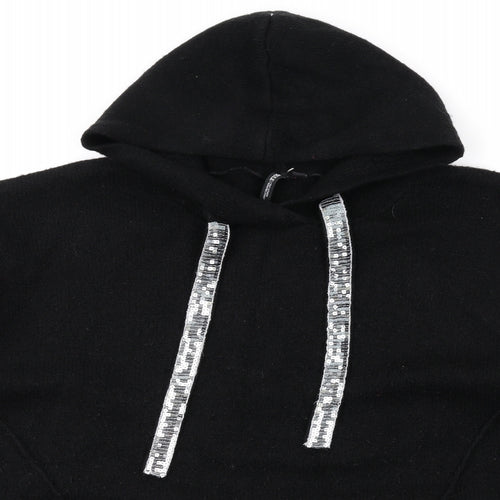 Capsule Womens Black Herringbone Acrylic Pullover Hoodie Size 24 Pullover