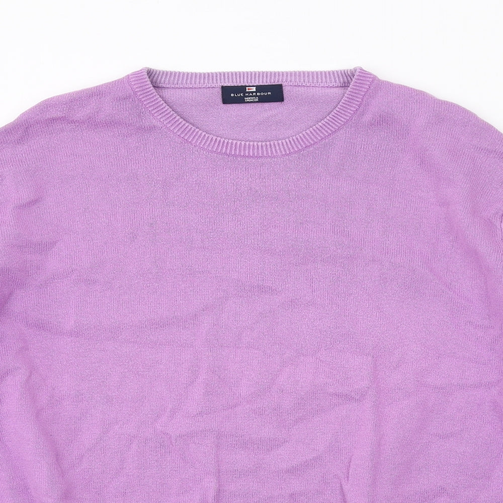 Blue Harbour Womens Purple Round Neck Cotton Pullover Jumper Size XL