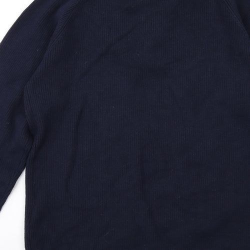 Broken Standards Mens Blue Collared Cotton Pullover Jumper Size S Long Sleeve