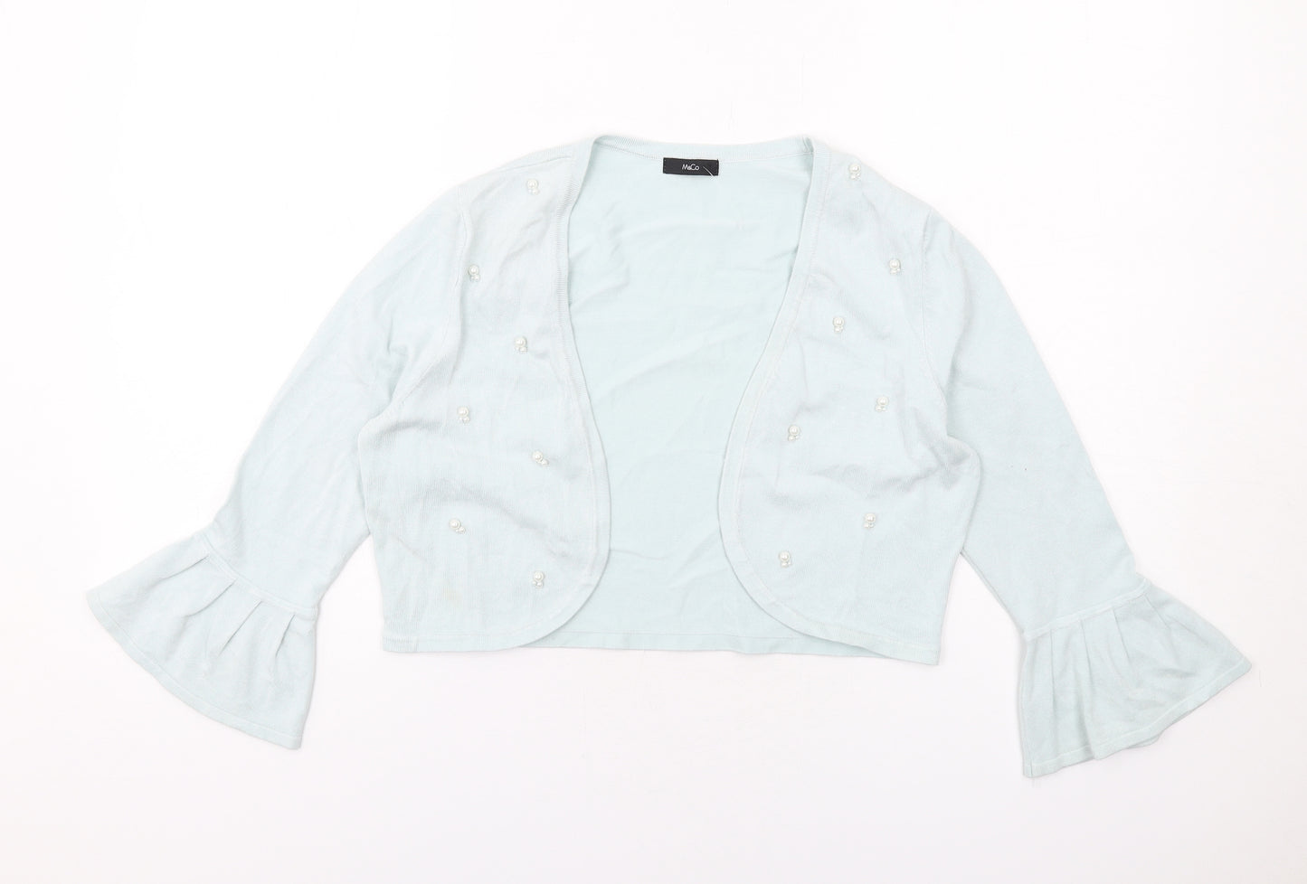 M&Co Womens Green Round Neck Viscose Cardigan Jumper Size 12 - Cropped