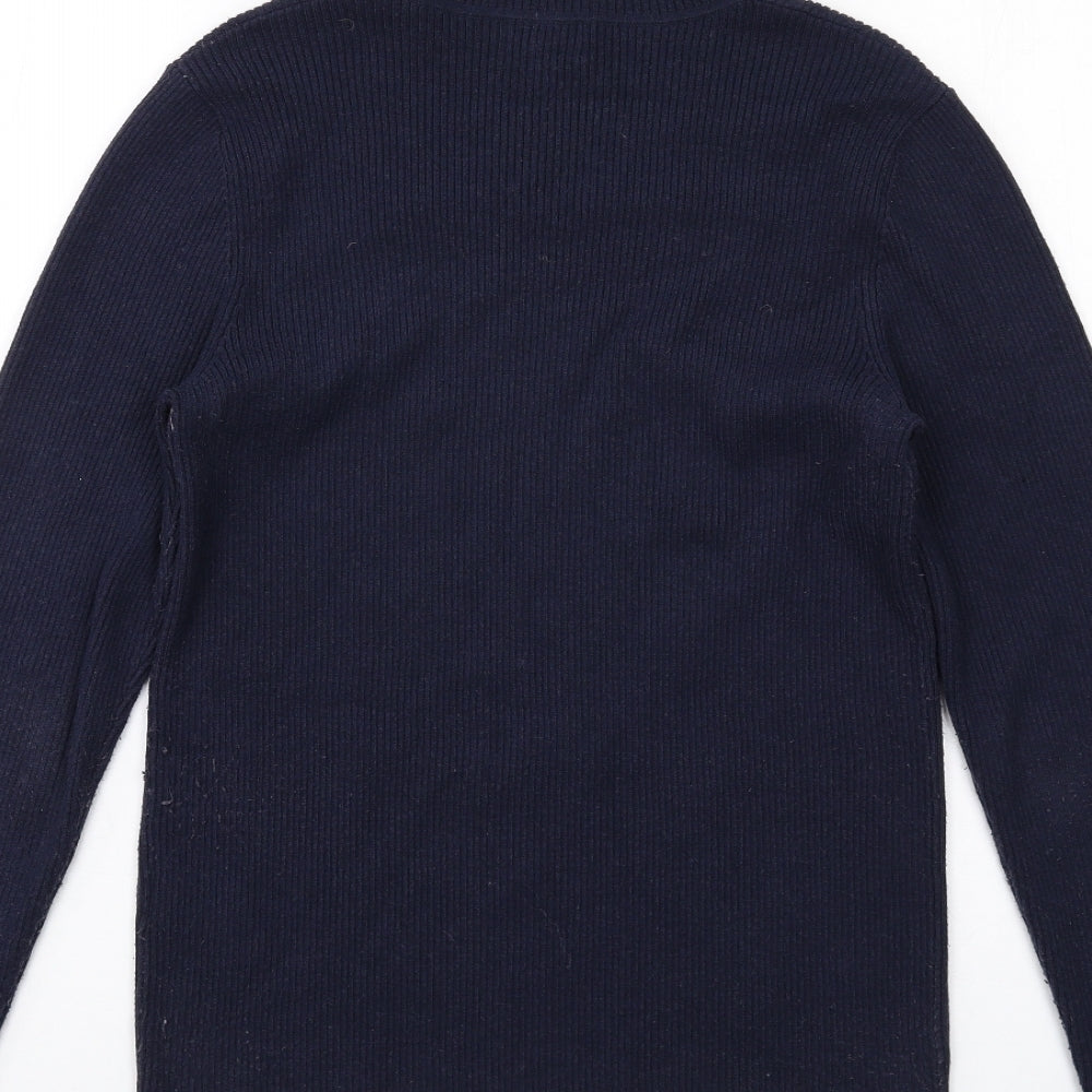 Modern Rarity Womens Blue Roll Neck Viscose Pullover Jumper Size 12