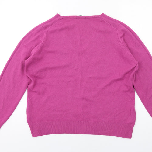 Autograph Womens Purple V-Neck Cashmere Pullover Jumper Size 20