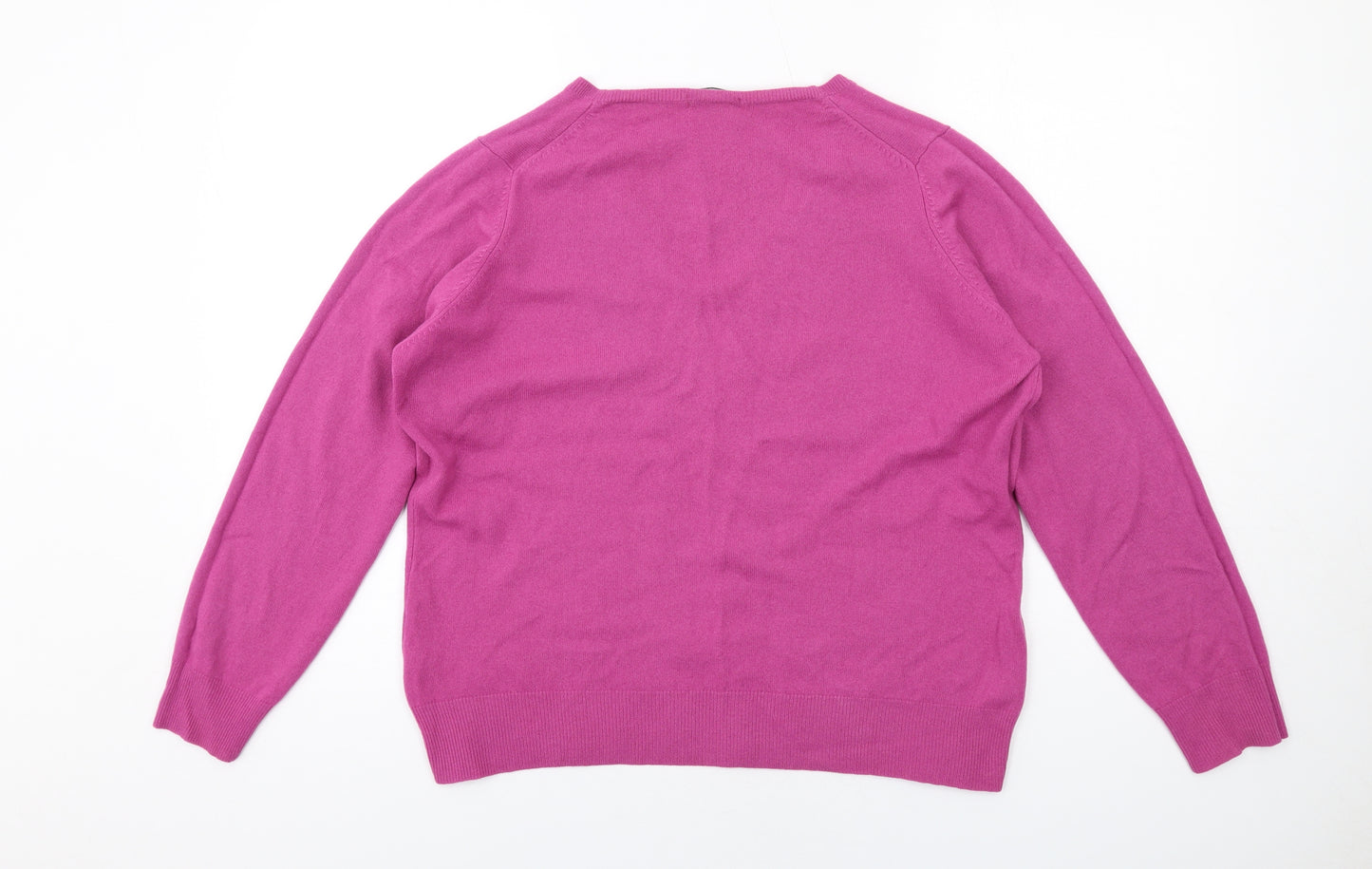 Autograph Womens Purple V-Neck Cashmere Pullover Jumper Size 20