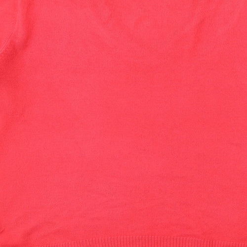 South Womens Red V-Neck Acrylic Pullover Jumper Size 14