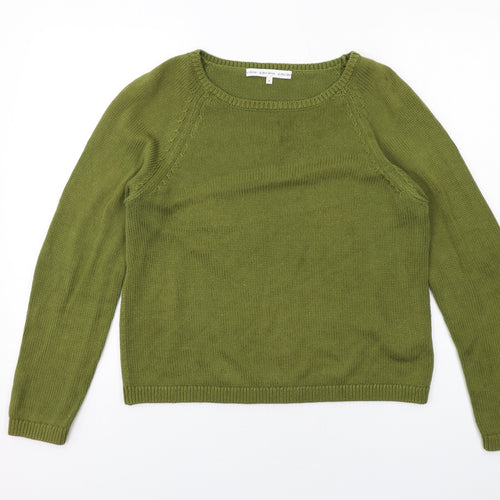 & Other Stories Womens Green Round Neck Cotton Pullover Jumper Size S - Cut Out Sleeve