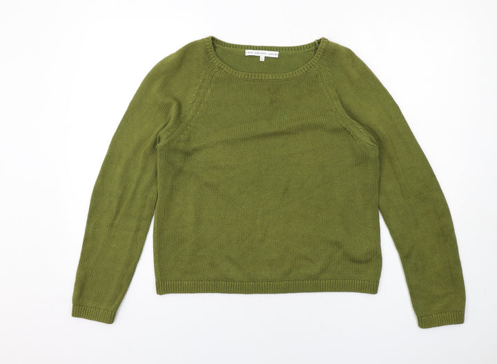 & Other Stories Womens Green Round Neck Cotton Pullover Jumper Size S - Cut Out Sleeve