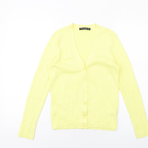 Dunnes Stores Womens Yellow V-Neck Viscose Cardigan Jumper Size 10