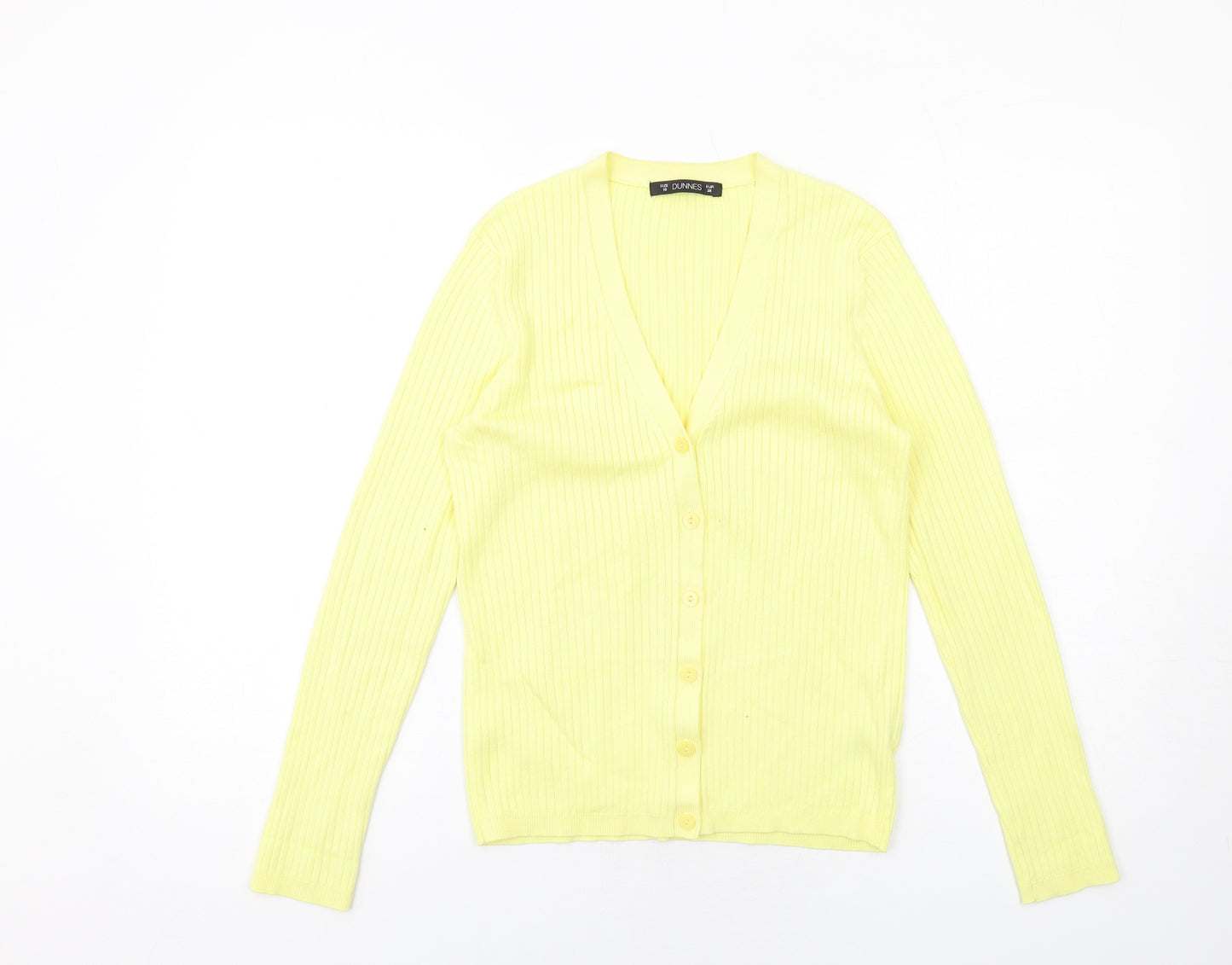 Dunnes Stores Womens Yellow V-Neck Viscose Cardigan Jumper Size 10