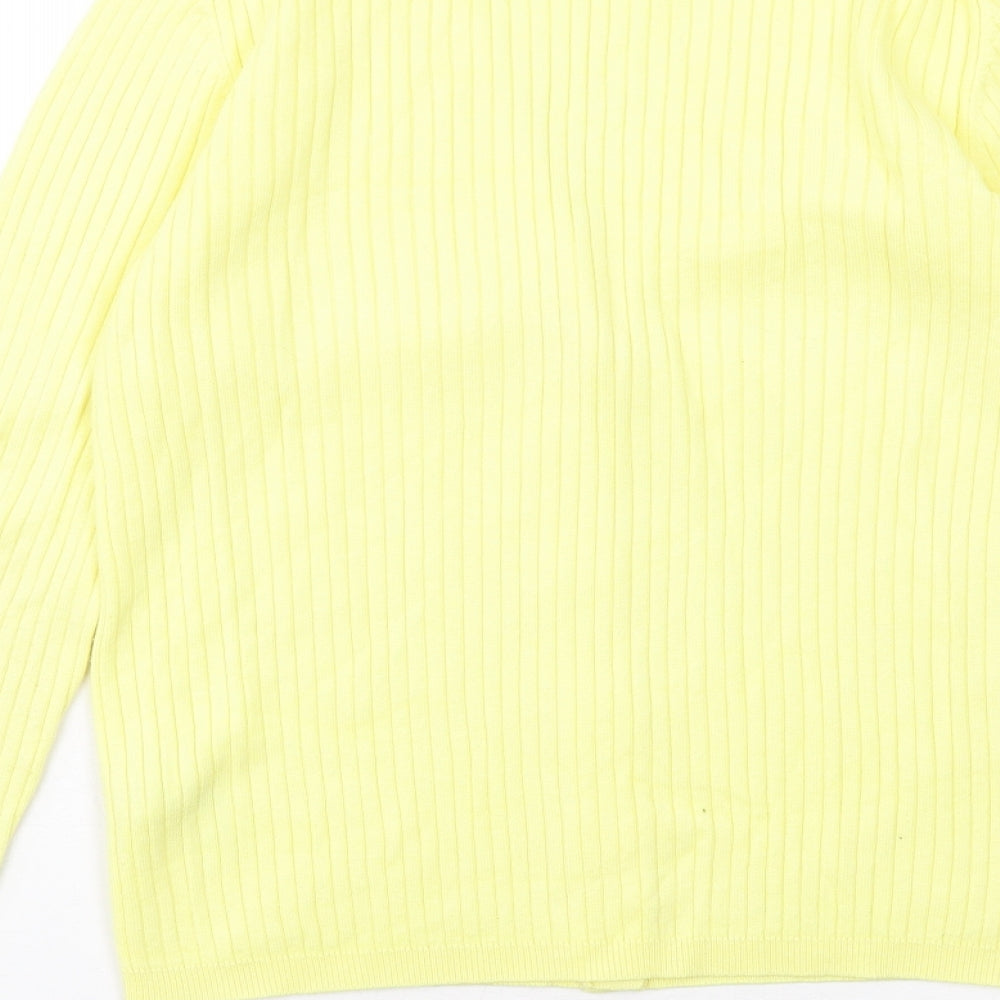 Dunnes Stores Womens Yellow V-Neck Viscose Cardigan Jumper Size 10