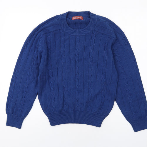 Colourways Womens Blue Round Neck Cotton Pullover Jumper Size 8