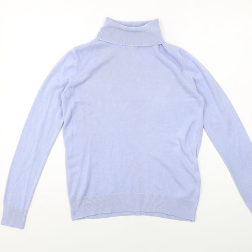Marks and Spencer Womens Blue Roll Neck Acrylic Pullover Jumper Size 10