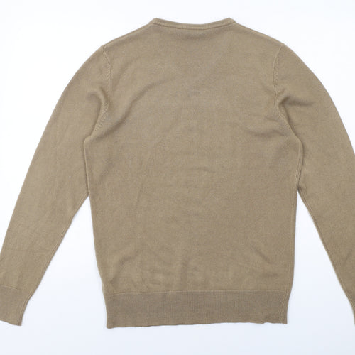 Kensington Womens Beige V-Neck Acrylic Pullover Jumper Size M