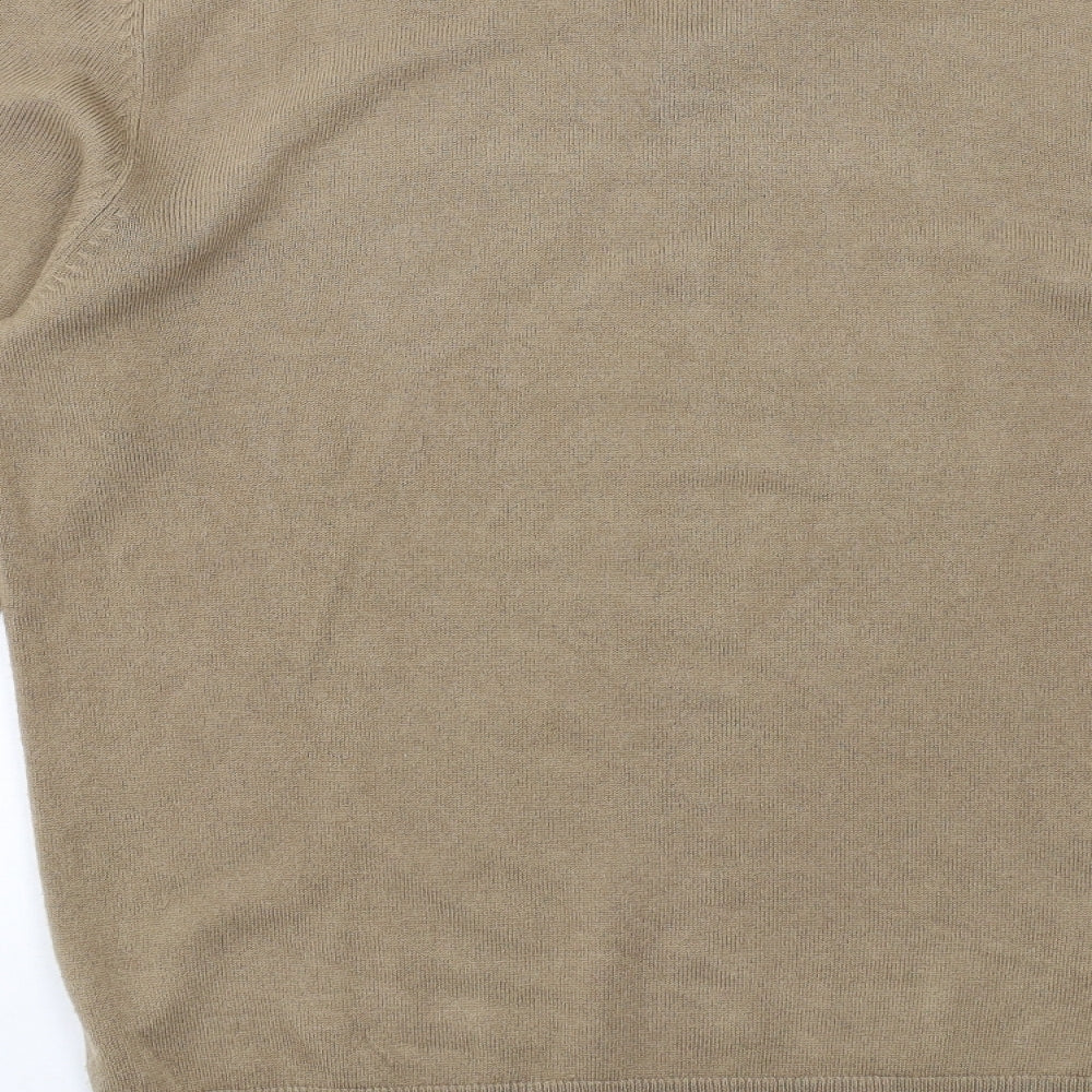 Kensington Womens Beige V-Neck Acrylic Pullover Jumper Size M