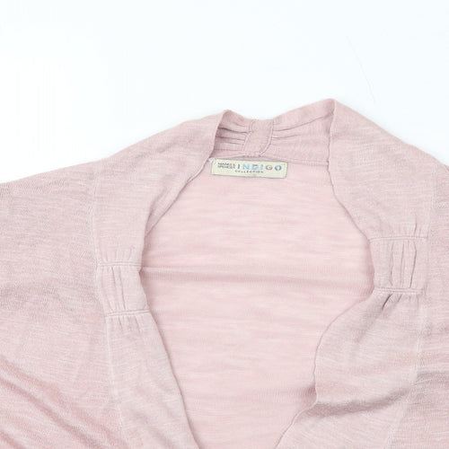 Indigo Womens Pink V-Neck Acrylic Cardigan Jumper Size 12