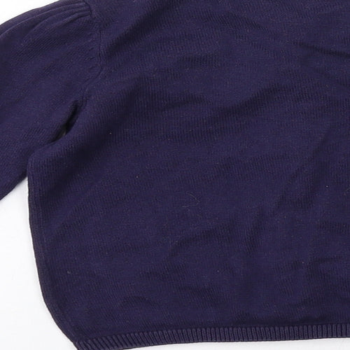 Mothercare Girls Blue Round Neck Cotton Cardigan Jumper Size 2-3 Years Button