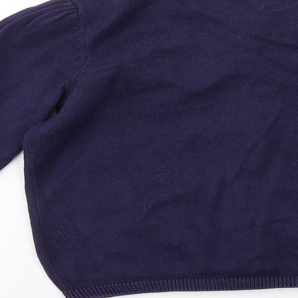 Mothercare Girls Blue Round Neck Cotton Cardigan Jumper Size 2-3 Years Button