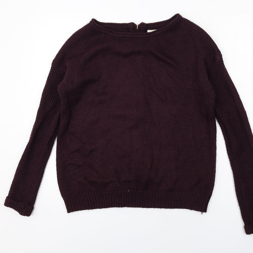 New Look Womens Purple Round Neck Acrylic Pullover Jumper Size S