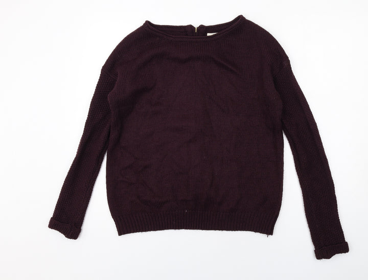 New Look Womens Purple Round Neck Acrylic Pullover Jumper Size S