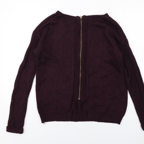 New Look Womens Purple Round Neck Acrylic Pullover Jumper Size S