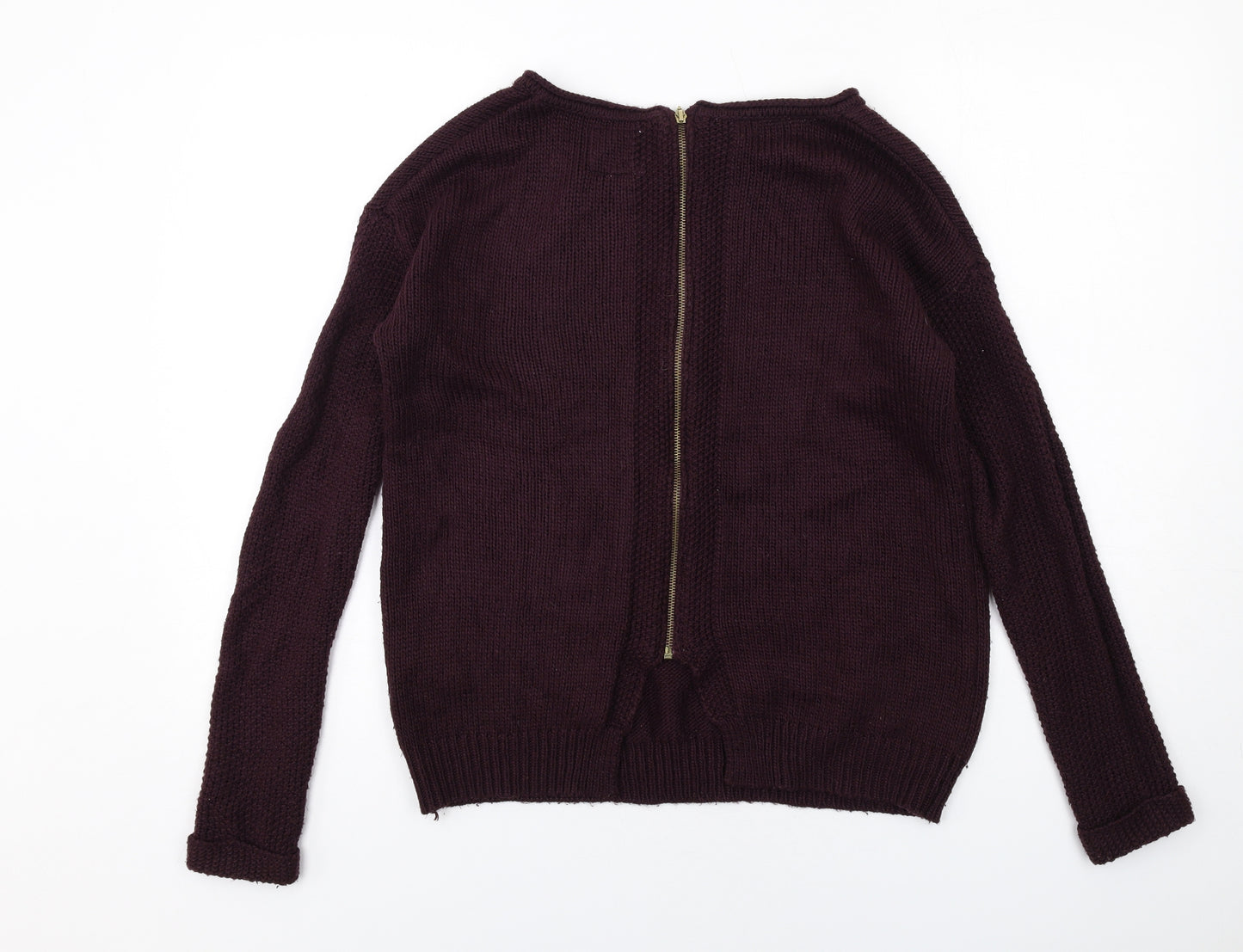 New Look Womens Purple Round Neck Acrylic Pullover Jumper Size S