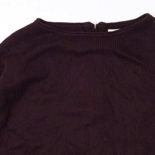 New Look Womens Purple Round Neck Acrylic Pullover Jumper Size S
